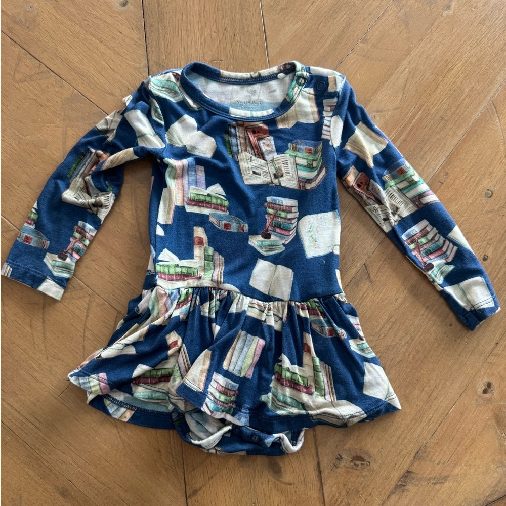 Posh Peanut Multicolor Baby Dress with Book Design